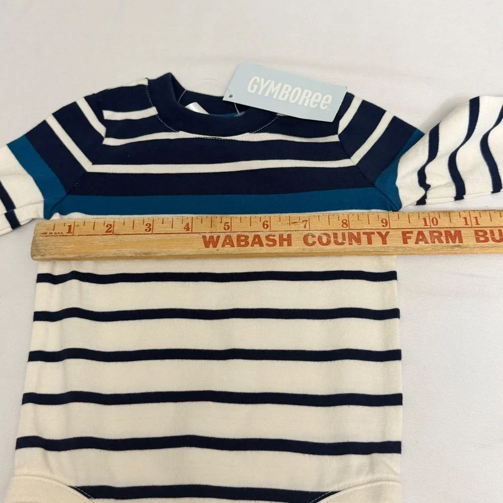 Gymboree Baby Boy 3-6M Long Sleeve Bodysuit Lot 2 Bear Striped Brown Blue NWT